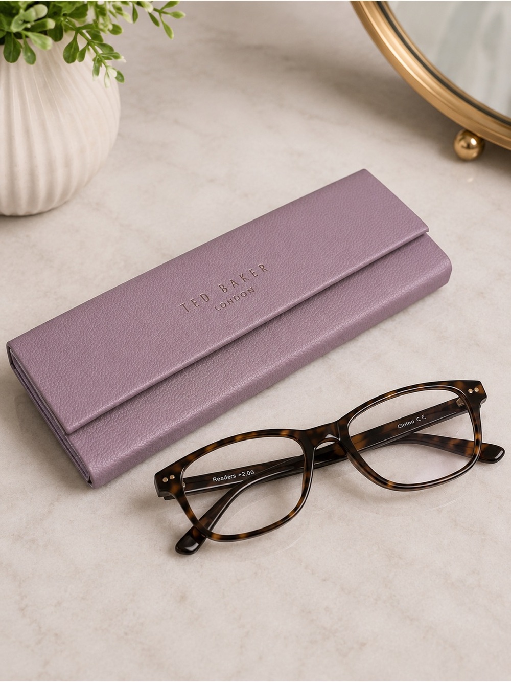 Ted Baker London Pink Glasses Case Foldover Faux Leather Eyewear Case